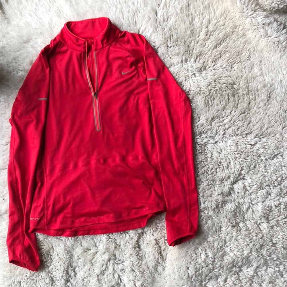 Nike Women's Bright Red Long Sleeve Half-Zip Jacket